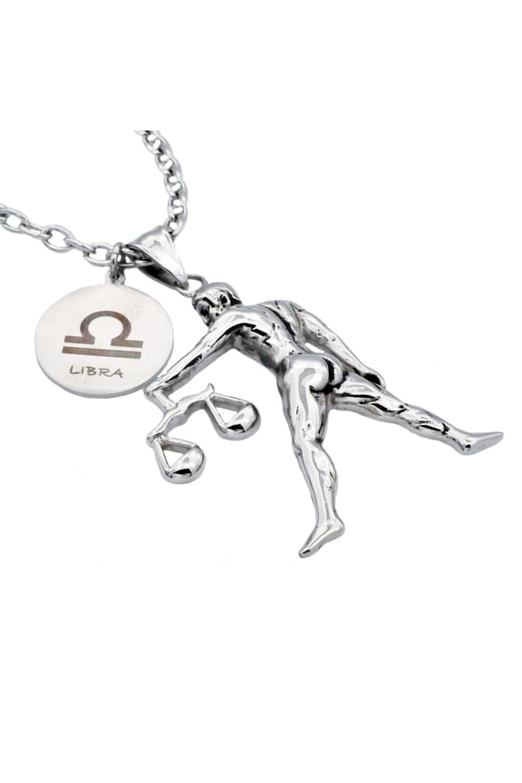 Mens Libra Zodiac Stainless Steel Pendant