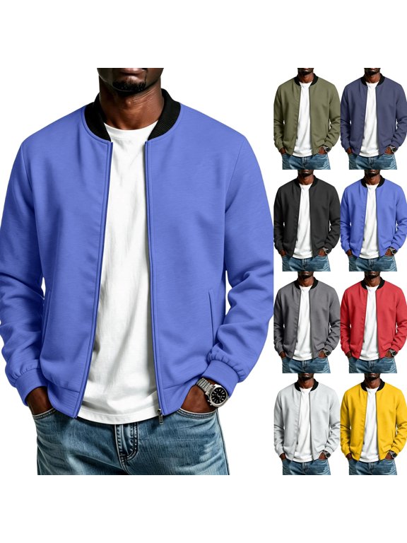 Mens Light Cotton Bomber Jacket Flight Casual Softshell Varisty | Lightweight Zip Up Jackets,Soft Breathable Fabric,Perfect for Streetwear Daily Commute, Fashion for Winter Royal Blue S