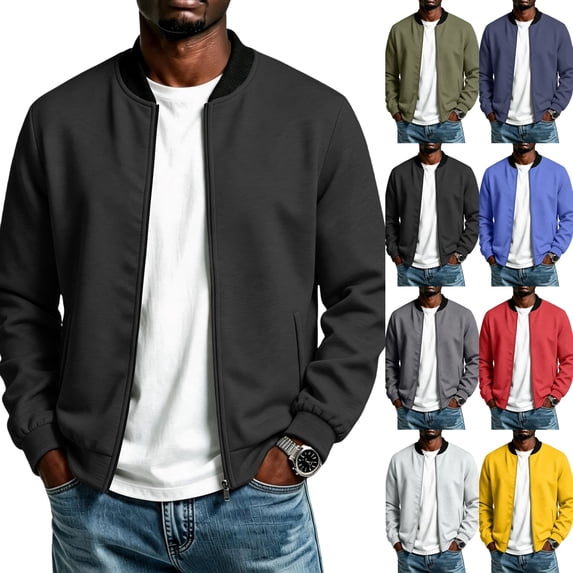 Mens Light Cotton Bomber Jacket Flight Casual Softshell Varisty | Lightweight Zip Up Jackets,Soft Breathable Fabric,Perfect for Streetwear Daily Commute, Fashion for Winter Black 2XL