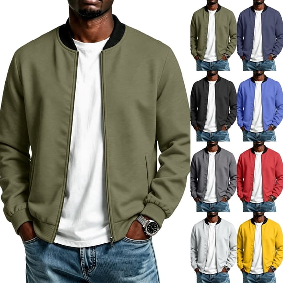 Mens Light Cotton Bomber Jacket Flight Casual Softshell Varisty | Lightweight Zip Up Jackets,Soft Breathable Fabric,Perfect for Streetwear Daily Commute, Fashion for Winter Army Green S