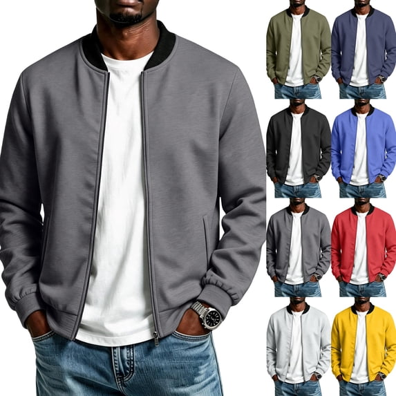 Mens Light Cotton Bomber Jacket Flight Casual Softshell Varisty | Lightweight Zip Up Jackets,Soft Breathable Fabric,Perfect for Streetwear Daily Commute, Fashion for Winter Dark Gray 2XL