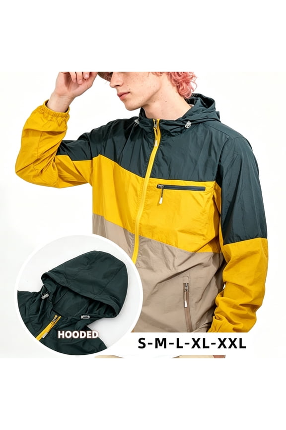 Mens Light Full Zip Hoodies Hiking Jacket Summer Thin Coat with Zipper Pockets Green XL