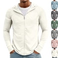 thumbnail image 1 of Mens Light Jackets Sun Protection Lightweight Full Zip Hoodie Jacket Mesh Cooling Long Sleeve Fishing Hiking Shirt,L,White, 1 of 10