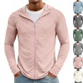 thumbnail image 1 of Mens Light Jackets Sun Protection Lightweight Full Zip Hoodie Jacket Mesh Cooling Long Sleeve Fishing Hiking Shirt,S,Pink, 1 of 10