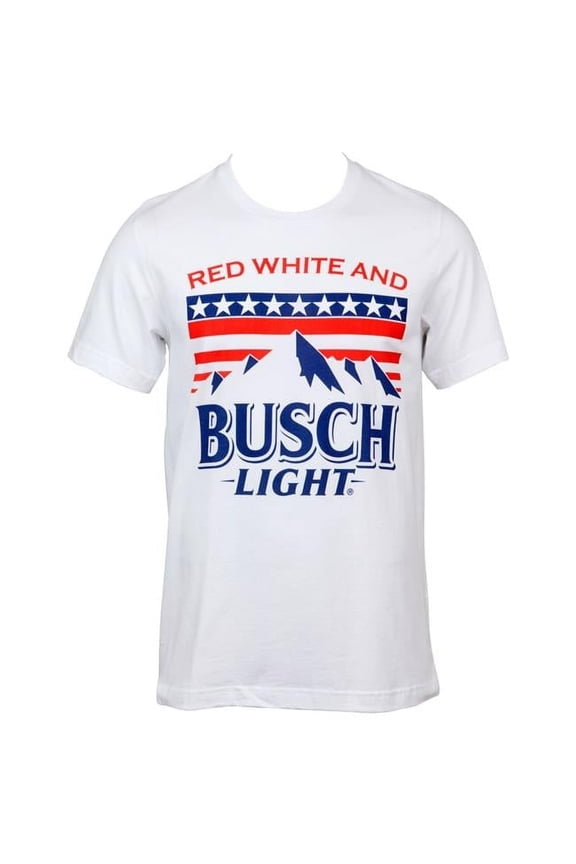 Mens Light Red White & Light Mountains T-Shirt, White - Extra Large