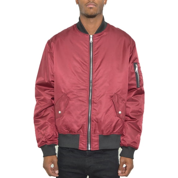 Mens Light Weight Padded Bomber Jacket Classic Windbreaker Utility Sleeve Pocket Fashion Jacket Coat