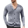 thumbnail image 1 of Mens Light Weight Sweater Cable Knit Button down Cardigan Sweaters Long Sleeve Acrylic V Neck Tops Outerwear XL, Gray, 1 of 7