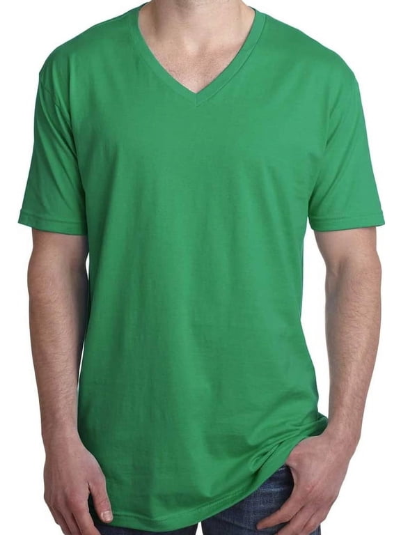 Mens Lightweight 100% Cotton V-neck Tee Shirt, Kelly Green, Large
