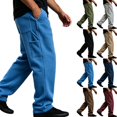 thumbnail image 1 of Mens Lightweight Baggy Sweatpants Wide Leg Casual Workout Pants | Premium Cotton Blend, Elastic Waist Inner Outer Drawstring, Y2K Oversized, Breathable for Gym Lounge Blue S, 1 of 8