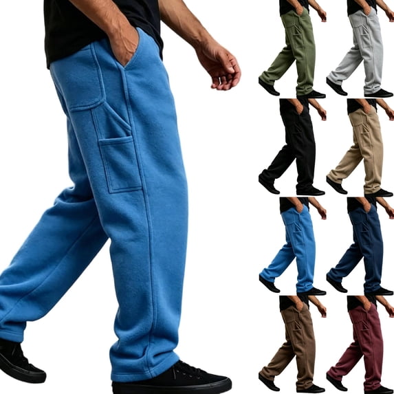 Mens Lightweight Baggy Sweatpants Wide Leg Casual Workout Pants | Premium Cotton Blend, Elastic Waist Inner Outer Drawstring, Y2K Oversized, Breathable for Gym Lounge Blue S