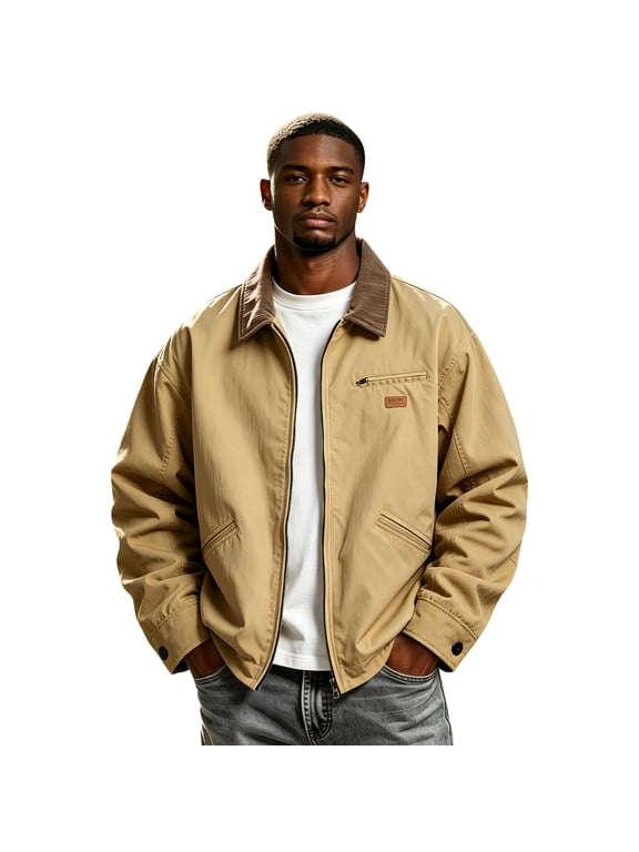 Mens Lightweight Barn Jacket Windbreaker Casual Full Zip,M