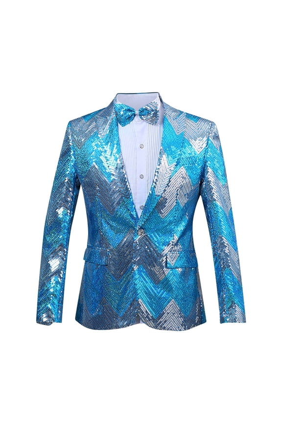 Mens Lightweight Blazer Qiggri Men's Sequin Performance Ceremonial Dress Party Suit Single Breasted Suit Jacket