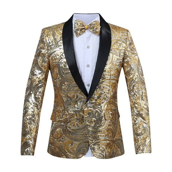Mens Lightweight Blazer Qiggri Men's Sequin Performance Ceremonial Dress Party Suit Single Breasted Suit Jacket
