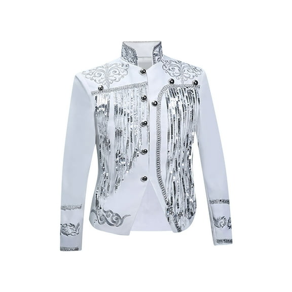 Mens Lightweight Blazer Qiggri Men's Sequin Performance Ceremonial Dress Party Suit Single Breasted Suit Jacket