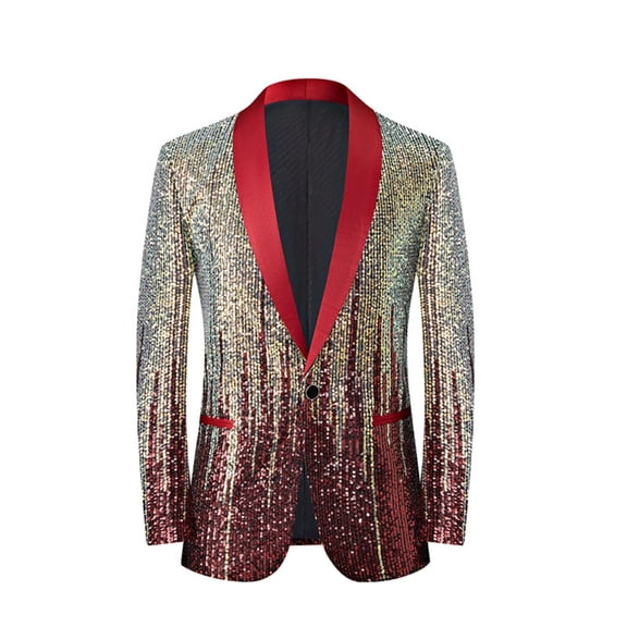 Mens Lightweight Blazer Qiggri Men's Sequin Performance Ceremonial Dress Party Suit Single Breasted Suit Jacket