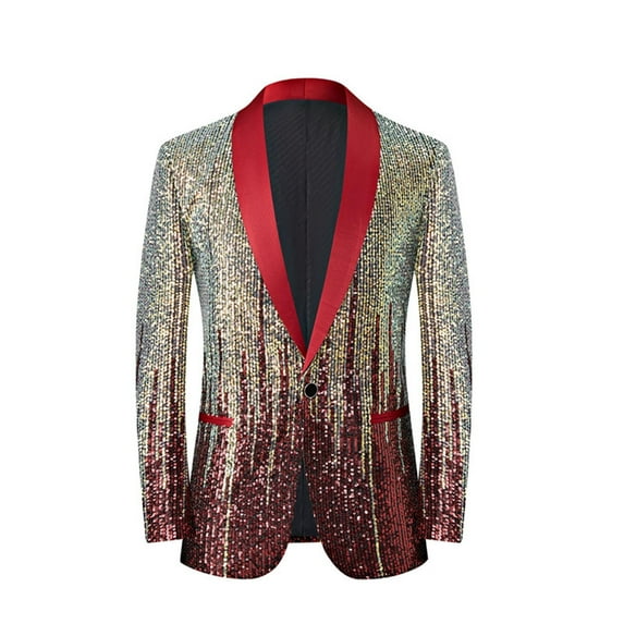 Mens Lightweight Blazer Qiggri Men's Sequin Performance Ceremonial Dress Party Suit Single Breasted Suit Jacket