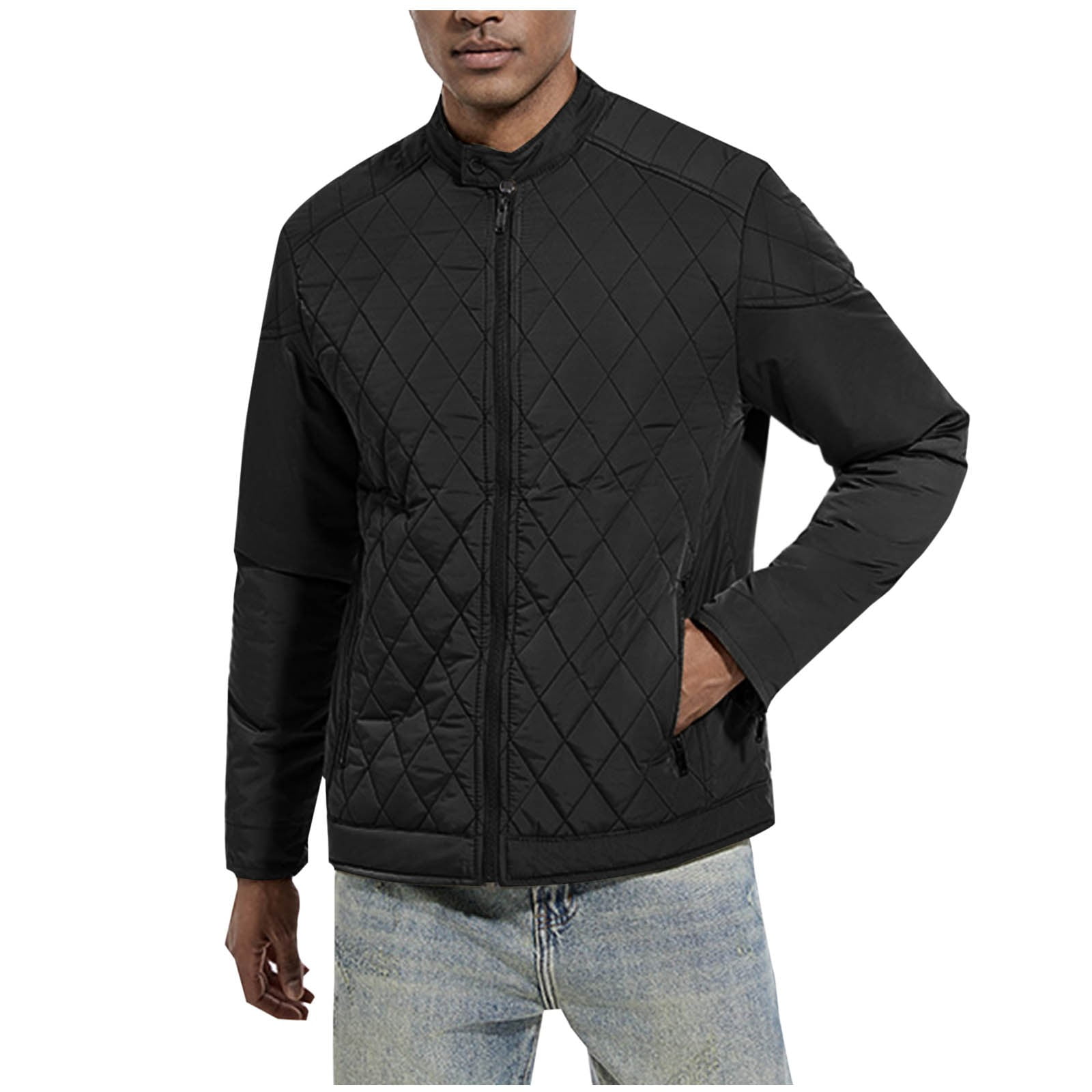 Mens Lightweight Bomber Jacket Black Jacket Men Zip Up Athletic Relaxed