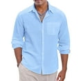 thumbnail image 1 of Mens Lightweight Button Down Shirt Casual Long Sleeve Untucked Dress Shirts Regular-Fit Spread Collar Linen Shirt, 1 of 4