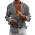 thumbnail image 1 of Mens Lightweight Button Down Shirt Cotton Linen Casual Long Sleeve Shirts Collared Hippie Beach Tops, 1 of 6