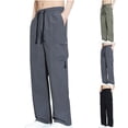 thumbnail image 1 of Mens Lightweight Cargo Parachute Pants Elastic Waist Drawstring Multi-Pocket Casual Pants Dark Gray 4XL, 1 of 7