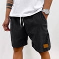 thumbnail image 1 of Mens Lightweight Corduroy Shorts Elastic Waist Drawstring Casual Summer Shorts Black M, 1 of 6