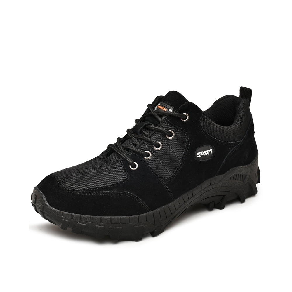 Mens Lightweight Hiking Shoes Outdoor Training Sneakers Non-slip Breathable Fitness Shoes Comfortable Lace-up Shoes Black 10 US
