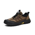 thumbnail image 1 of Mens Lightweight Hiking Shoes Outdoor Wearable Work Shoes Leather Breathable Sneakers Non-slip Driving Shoes Brown 10.5 US, 1 of 7