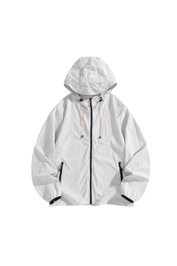 Mens Lightweight Jacket Adjustable Hooded Quick Drying Softshell with Pockets Full Zip Long Sleeve Outdoor Athletic Jackets for Hiking