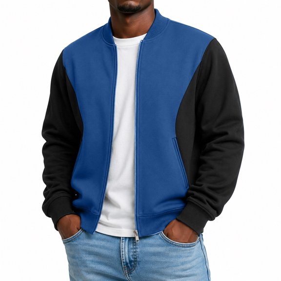 Mens Lightweight Jacket Casual Bomber Jacket Color Block Varsity Coat Full Zip Fall Winter Spring Jacket