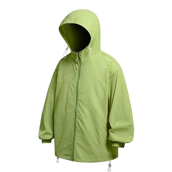Mens Lightweight Jacket Full Zip Hooded Athletic Jacket Unlined Quick-Drying Waterproof Coat for Cycling Outdoor Size 3XL Army Green