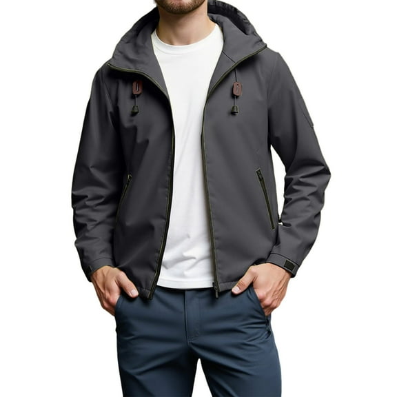 Mens Lightweight Jacket Water_proof Wind_breaker Packable Rain Coat with Hood for Running Hiking Travel Jacket For All Occasions (Black,2XL)