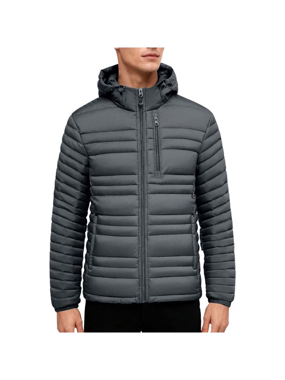 Mens Lightweight Jackets Sevevn Men's Insulated Synthetic Down Puffer Jacket Winter Warm Coat Quilted Water Resistant Hiking Camping