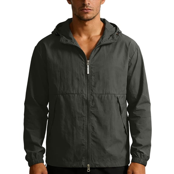 Mens Lightweight Jackets Sun Protection Zip Up Hoodie Cooling Waterproof Windbreaker Clothes with Pockets