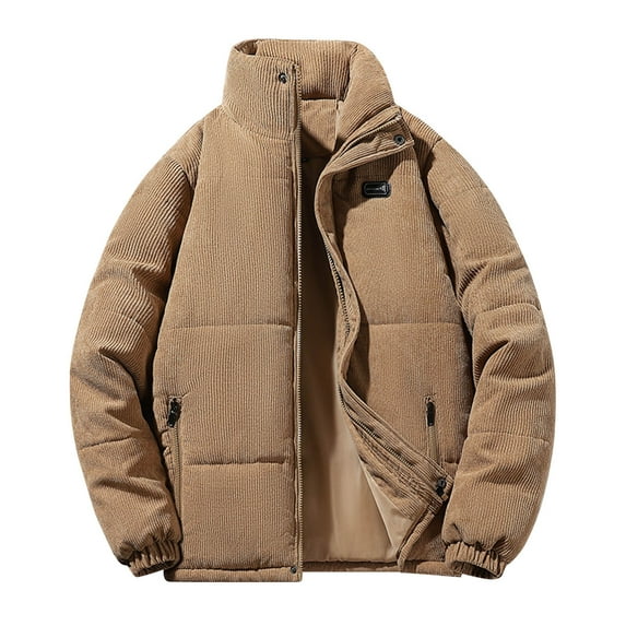 Wind Breaker Jackets Mens Vintage Winter Solid Color Design Warm Zipper Pocket Clip Long Sleeved Casual Jacket