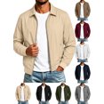 thumbnail image 1 of Mens Lightweight Jackets Windproof Long Sleeve Turndown Collar Solid Color Casual Zip-up Jacket Windproof Coat for Outdoor Sport Work Travel, 1 of 9