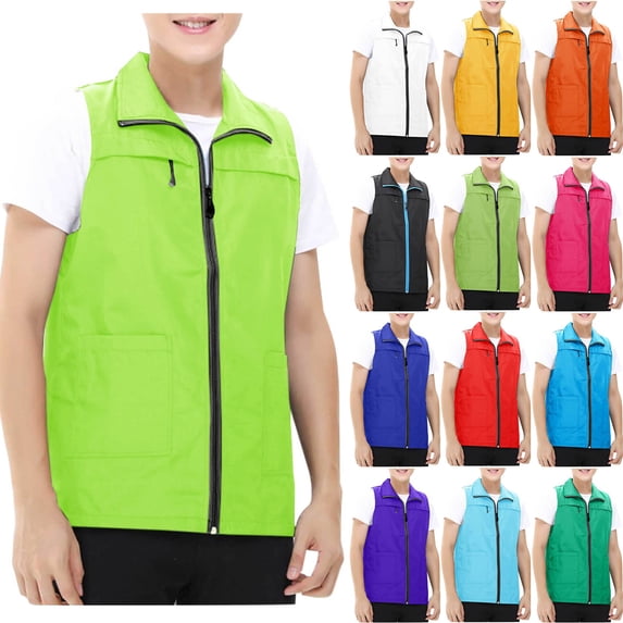 Mens Lightweight Outerwear Vest with Pockets Zip Up Sleeveless Jacket Men Solid Color Breathable Turndown Collar Tank for Travel Hiking