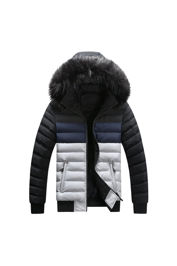 Mens Lightweight Puffer Jacket Detachable Hood Water Resistant Winter Thick Warm Ski Parka Travel Coat