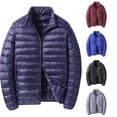 thumbnail image 1 of Mens Lightweight Puffer Jacket, Short Packable Down Coat, Stand Collar Hooded Jacket, Warm Winter Outerwear for Casual Daily Wear, 1 of 5