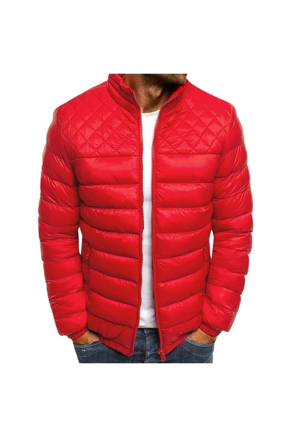 Mens Lightweight Puffer Jacket Winter Warm Thicken Coats Full Zip Up Waterproof Packable Overcoat Water-Resistant Quilted Down Jacket Puffer Coat