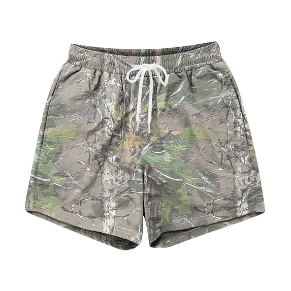 Mens Lightweight Quick Dry Pique Mesh Camo Print Athletic Shorts Multi Pocket Running Workout Casual Short Pants Brown 3XL
