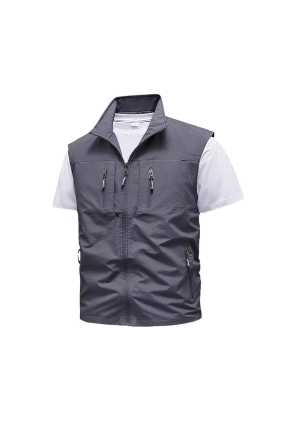 Mens Lightweight Shell Vest Outdoor Utility Travel Vest Outerwear Sleeveless Jacket Hiking Runing Clothes