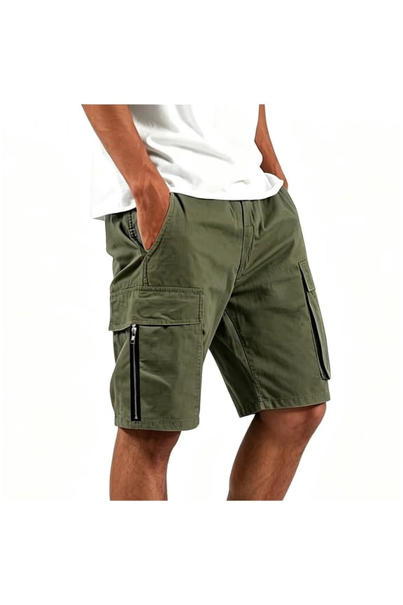 Mens Lightweight Shorts Jerdar Men's Casual Twill Cargo Shorts Zip Fly Cotton Elastic Waist Loose Fit Drawstring Short