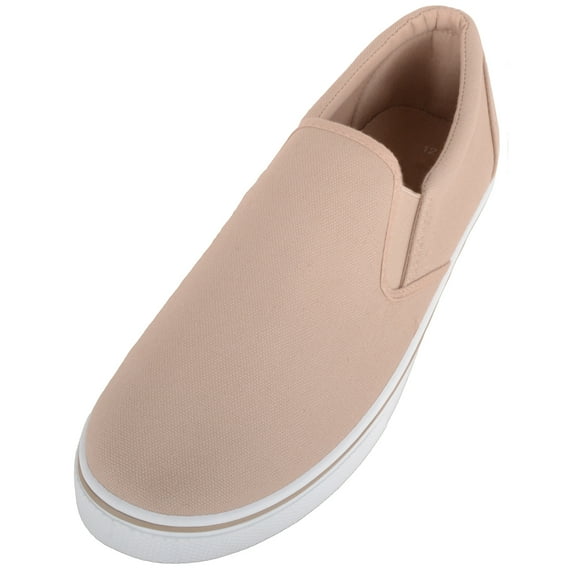 Mens Lightweight Summer Canvas Slip On Trainers Pumps with Twin Gusset - Taupe - US 13
