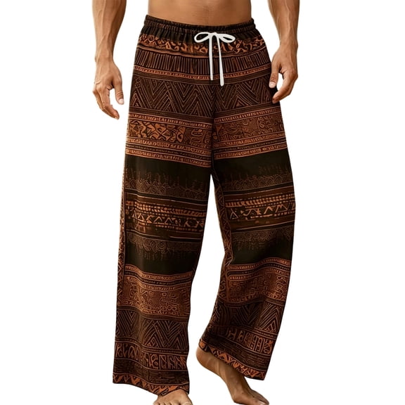 Mens Lightweight Trousers Wide Leg Stretch Sweatpants Vintage Printed Pants Quick Dry Trouser Smart Stretch Pant Golf Running Jogging Bottoms S-5XL