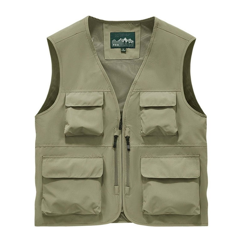 Mens Lightweight Vest Clearance Sleeveless Jacket Mens Casual Jackets Men s Work Clothes Jacket Solid Color Stand Collar Multiple Pockets Outdoor Sports Photography Leisure Coat Walmart