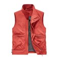 thumbnail image 1 of Mens Lightweight Vest Zip Up Solid Color Vest Multi-bag Mountaineering Tooling Utility Vest, 1 of 3