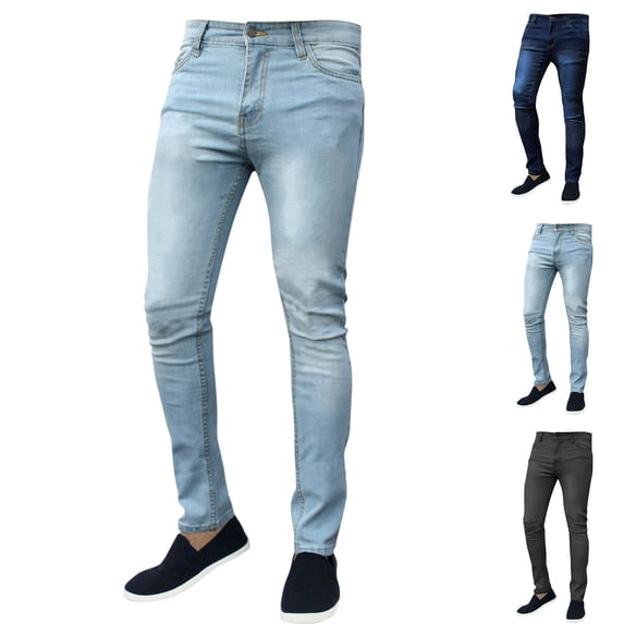 Mens Lightweight Washed Jeans Slim Fit Regular Fit Stretch Denim Pants for Men Size 3XL Light Blue