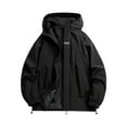 thumbnail image 1 of Mens Lightweight Waterproof Jacket Windproof Casual Loose Fit Solid Color Hooded Outdoor Jacket for Running Hiking Cycling, 1 of 7