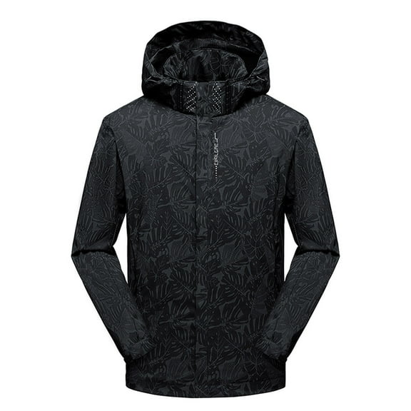 Mens Lightweight Waterproof Jacket Zipped Windproof Sun Protection Jackets Outdoor Hooded Ski Tactical Coat Running Climbing Snowboarding Upf 50 Fishing Outwear,Daily Outing Overcoat