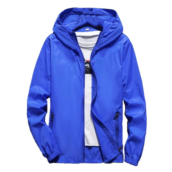 Mens Lightweight Windbreaker Waterproof Rain Jacket with Hood Outdoor Jackets For Men And Women Couples Blue XXL